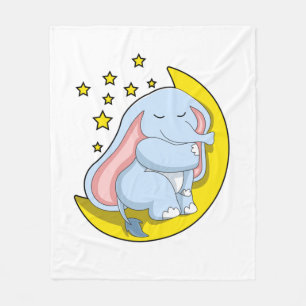 Elephant with Moon and Stars Fleecedecke