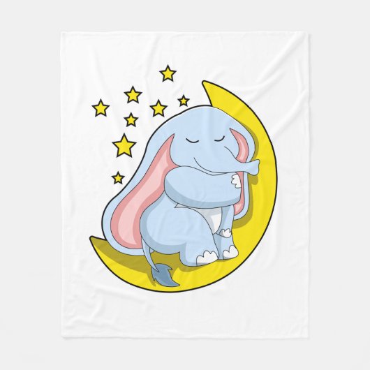 Elephant with Moon and Stars Fleecedecke (Vorderseite)