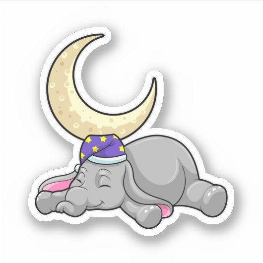 Elephant with Moon Aufkleber (Vorderseite)