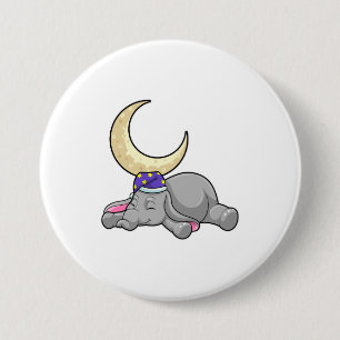 Elephant with Moon Button