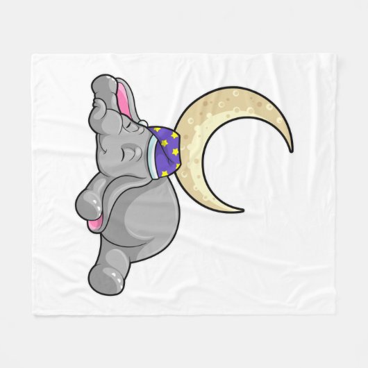 Elephant with Moon Fleecedecke (Vorderseite (Horizontal))