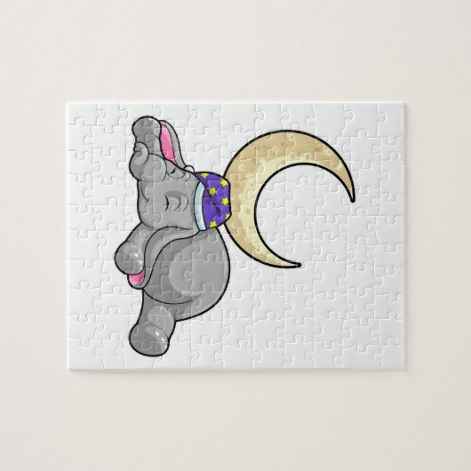 Elephant with Moon Puzzle (Horizontal)