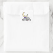 Elephant with Moon Quadratischer Aufkleber (Tasche)