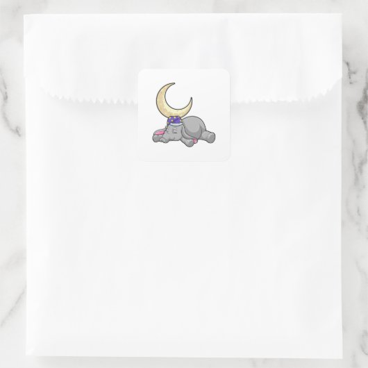 Elephant with Moon Quadratischer Aufkleber (Tasche)