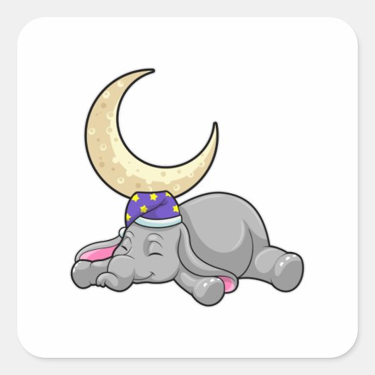 Elephant with Moon Quadratischer Aufkleber (Vorderseite)