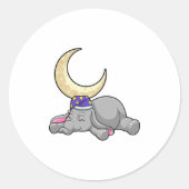 Elephant with Moon Runder Aufkleber (Vorderseite)