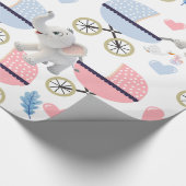 Elephant Wrapping Paper Baby Stroller Pink & Blue  Geschenkpapier (Ecke)
