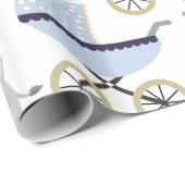 Elephant Wrapping Paper Baby Stroller Pink & Blue  Geschenkpapier (Rolleneckpunkt)