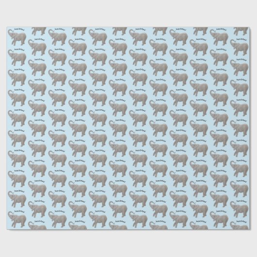 Elephant Wrapping Paper Blassblau Geschenkpapier (Flach)