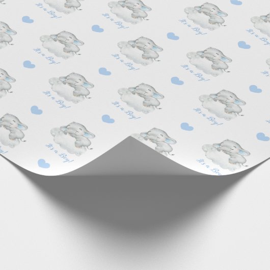 Elephant Wrapping Paper (Blue Personalisiert Cloud Geschenkpapier (Ecke)
