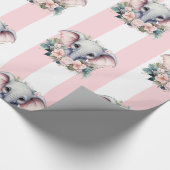 Elephant Wrapping Paper Pink & White Stripe  Geschenkpapier (Ecke)