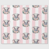 Elephant Wrapping Paper Pink & White Stripe  Geschenkpapier (Flach)