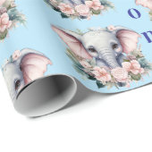 Elephant Wrapping Paper Pink & White Stripe  Geschenkpapier (Rolleneckpunkt)