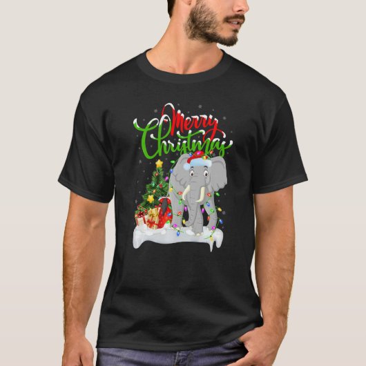 Elephant Xmas Dekorationen Santa Elephant Christma T-Shirt (Vorderseite)