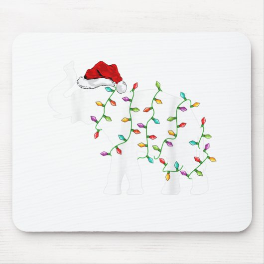 Elephant Xmas Lighting Funny Weihnachtsmannmütze E Mousepad (Vorne)