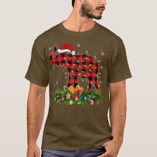 Elephant Xmas Lights Buffalo Karierter Santa Eleph T-Shirt