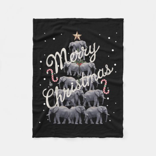 Elephant Xmas Tree Elephant Weihnachtsbaum Heirate Fleecedecke (Vorderseite)