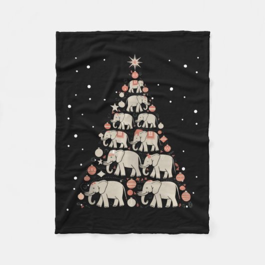 Elephant Xmas Tree Elephant Weihnachtsbaum Heirate Fleecedecke (Vorderseite)