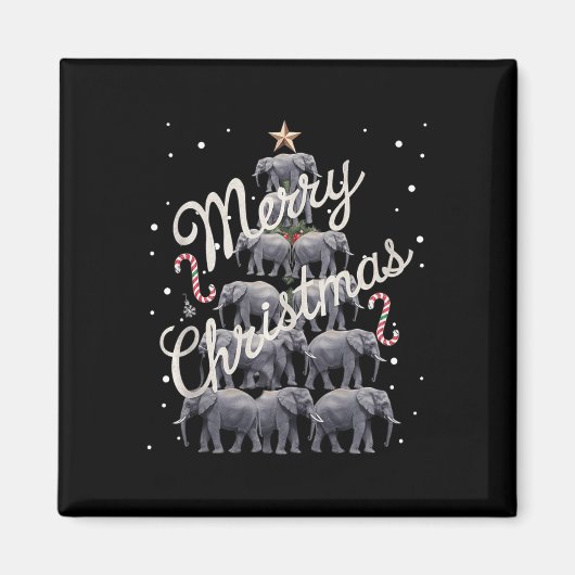 Elephant Xmas Tree Elephant Weihnachtsbaum Heirate Magnet (Vorne)