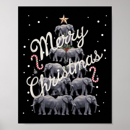 Elephant Xmas Tree Elephant Weihnachtsbaum Heirate Poster (Vorne)