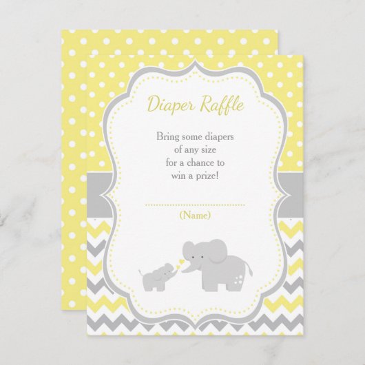 Elephant Yellow and Gray Baby Shower Begleitkarte (Vorne/Hinten)