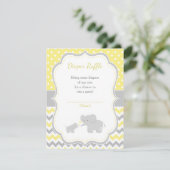 Elephant Yellow and Gray Baby Shower Begleitkarte (Stehend Vorderseite)