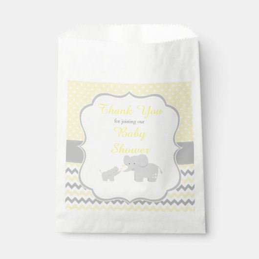 Elephant Yellow and Gray Baby Shower Party Geschenktütchen (Vorderseite)