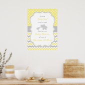 Elephant Yellow and Gray Baby Shower Poster (Küche)