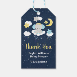 Elephant Yellow and Navy Baby Dusche Vielen Dank Geschenkanhänger