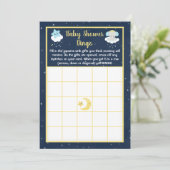 Elephant Yellow and Navy Baby Shower Bingo Einladung (Stehend Vorderseite)