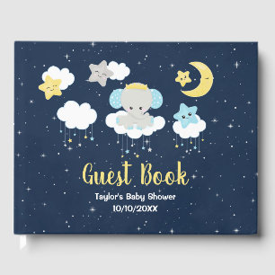 Elephant Yellow and Navy Baby Shower Gästebuch