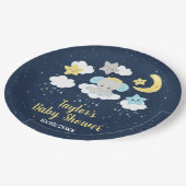 Elephant Yellow and Navy Baby Shower Pappteller (Schrägansicht)