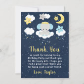 Elephant Yellow and Navy Birthday Party Dankeskarte (Vorderseite)