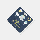 Elephant Yellow and Navy Birthday Party Serviette (Ecke)
