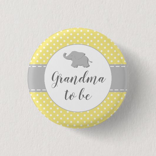 Elephant Yellow Baby Shower Oma zu sein Button (Vorderseite)