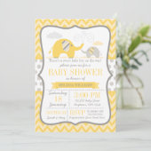 Elephant Yellow Gray Baby Dusche Einladung (Stehend Vorderseite)