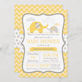 Elephant Yellow Gray Baby Dusche Einladung (Vorne/Hinten)