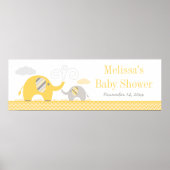 Elephant Yellow Gray Baby Shower Banner Poster (Vorne)