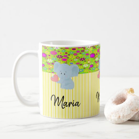 Elephant Yellow Stripe Tasse (Mit Donut)