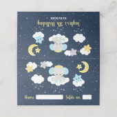 Elephant Yellow und Marine Geburtstagsparty Platzkarte (Außenseite Aufgefaltet)