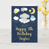 Elephant Yellow und Navy Happy Birthday Karte (Gelbe Blume)