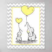 Elephant Yellow White Gray Zickzack Baby Kinderzim Poster (Vorne)