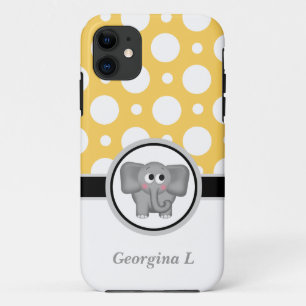 Elephant Yellow & White Polka Dot iPhone 5 Fall Case-Mate iPhone Hülle