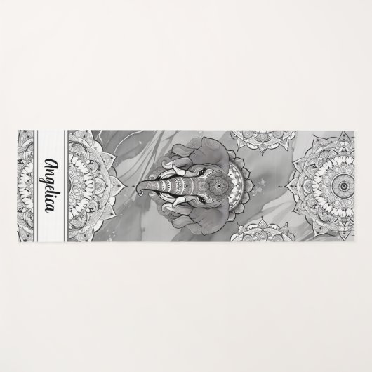 Elephant Yoga Mat mit Indian Mandala Art Yogamatte (Vorderseite (Horizontal))