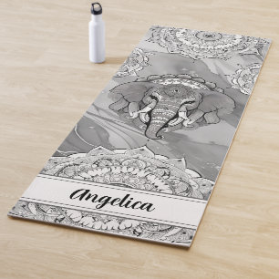 Elephant Yoga Mat mit Indian Mandala Art Yogamatte