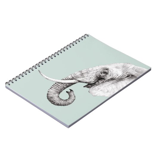 Elephant Zeichnend graugrüner Hintergrund Notizblock (Linke Seite)