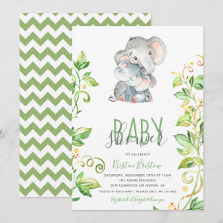 Elephant Zoo Animal Unisex Baby Shower Einladung