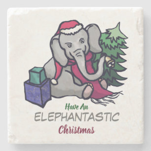 Elephantastic Weihnachtsniedlicher Sankt-Elefant Steinuntersetzer
