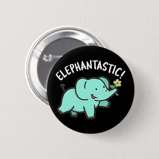 Elephantastisch Funny Elephant Pun Dark BG Button (Vorne & Hinten)