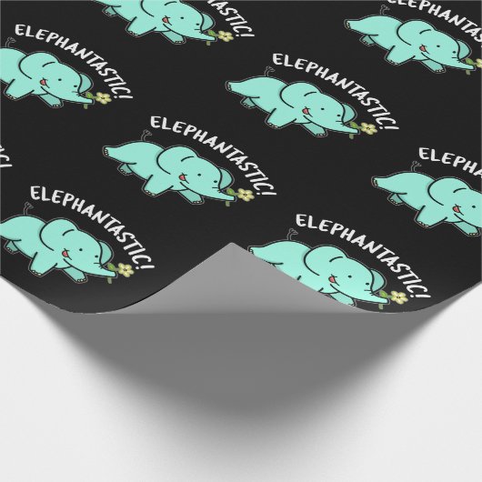 Elephantastisch Funny Elephant Pun Dark BG Geschenkpapier (Ecke)